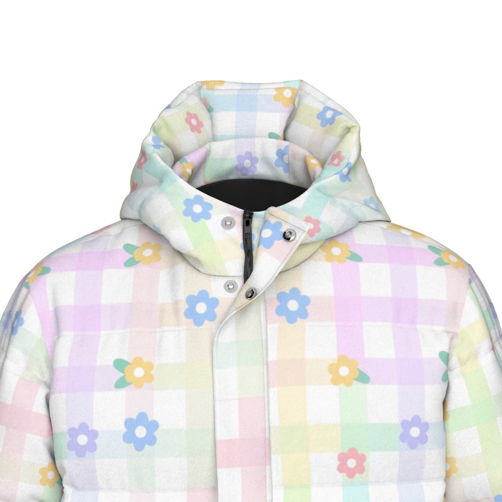 Pastel Gingham Flower Kidcore Puffer Coat – Fairy Kei Kawaii Down Jacket — Ohime Mall