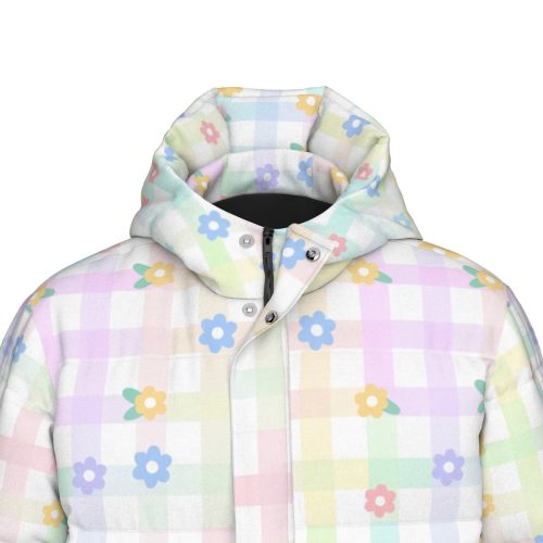 Pastel Gingham Flower Kidcore Puffer Coat – Fairy Kei Kawaii Down Jacket — Ohime Mall