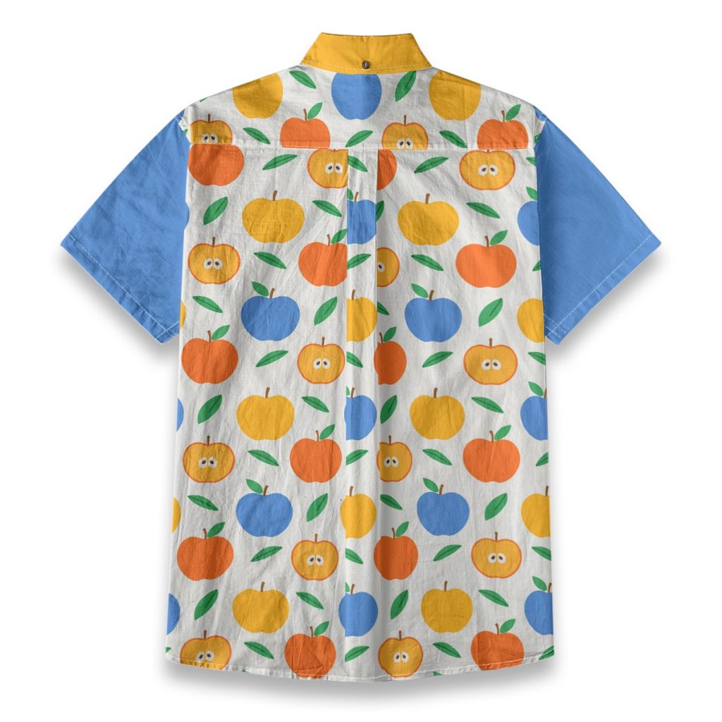 Kidcore Apple Print Button Up Retro Clowncore Shirt Maximalist Aesthetic — Ohime Mall