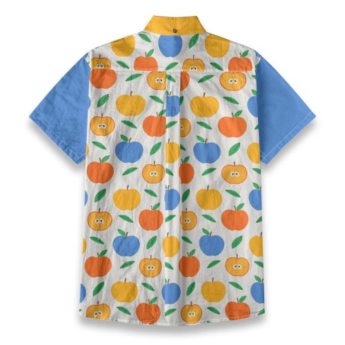 Kidcore Apple Print Button Up Retro Clowncore Shirt Maximalist Aesthetic — Ohime Mall