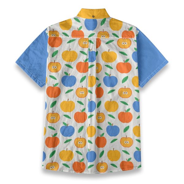 Kidcore Apple Print Button Up Retro Clowncore Shirt Maximalist Aesthetic — Ohime Mall