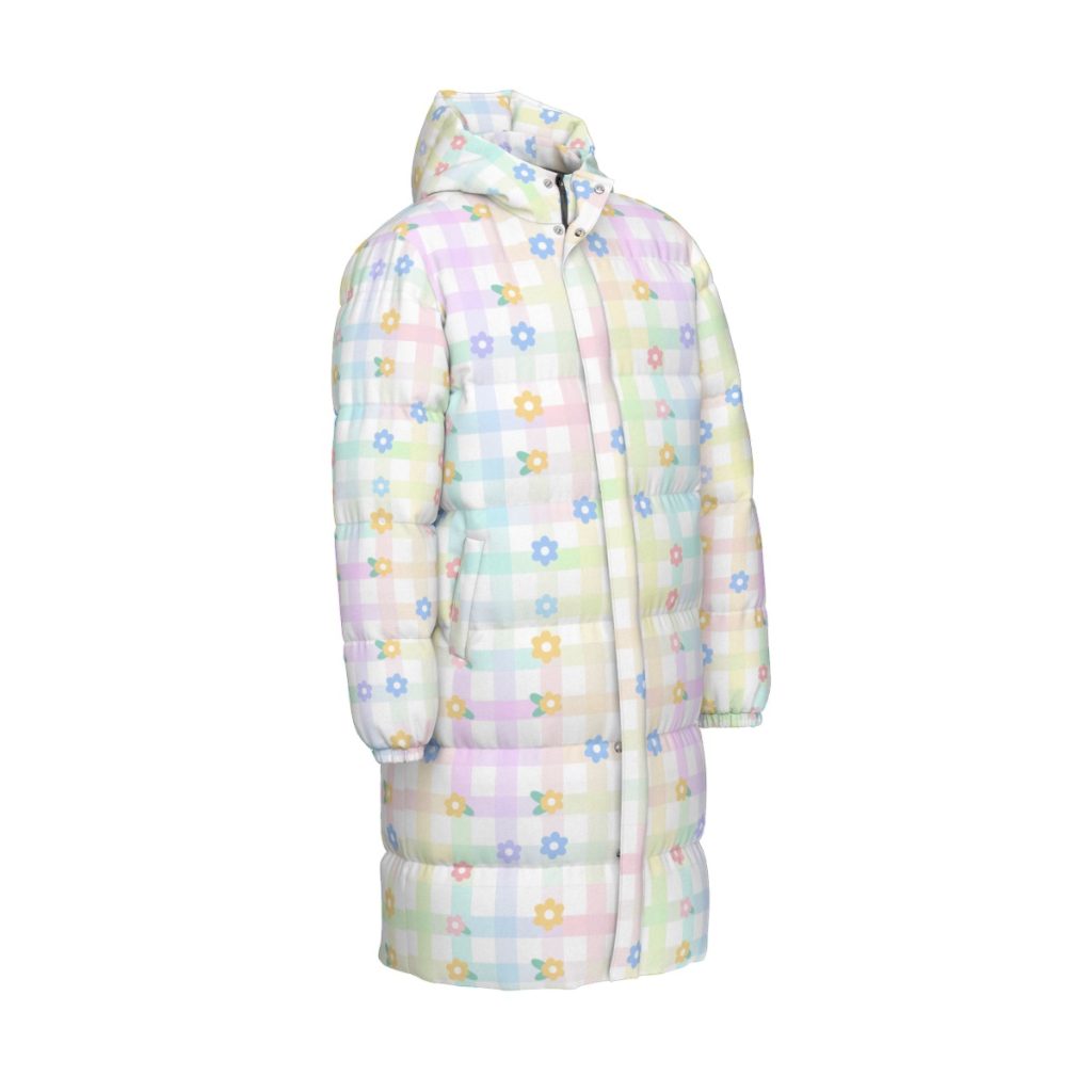 Pastel Gingham Flower Kidcore Puffer Coat – Fairy Kei Kawaii Down Jacket — Ohime Mall