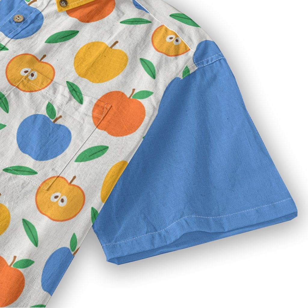 Kidcore Apple Print Button Up Retro Clowncore Shirt Maximalist Aesthetic — Ohime Mall
