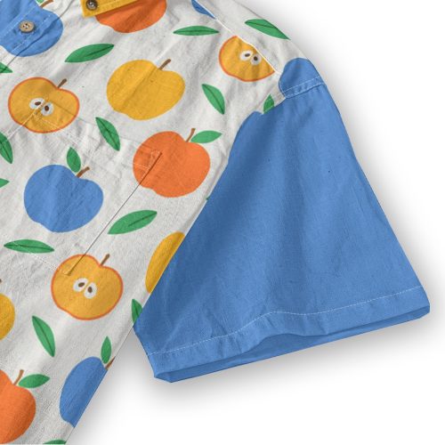 Kidcore Apple Print Button Up Retro Clowncore Shirt Maximalist Aesthetic — Ohime Mall