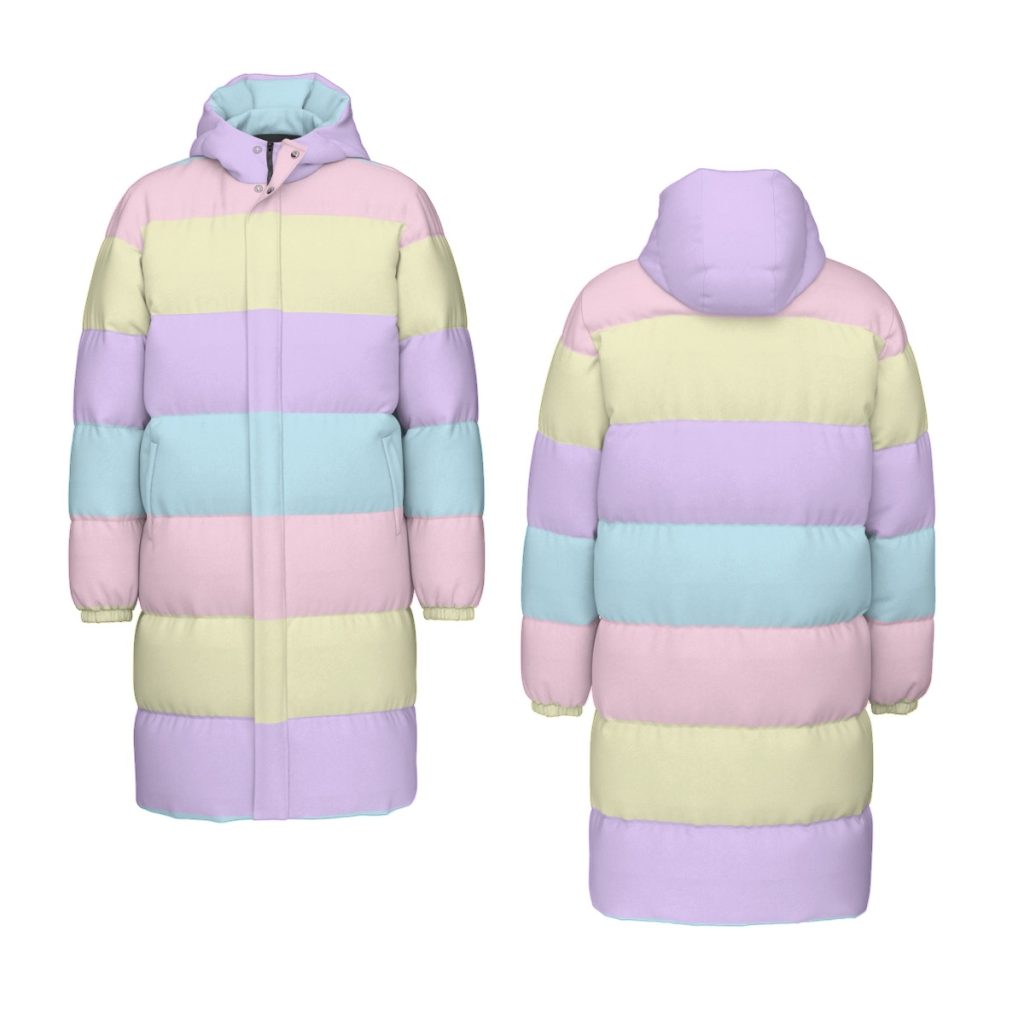 Pastel Rainbow Down Jacket, Kawaii Winter Coat — Ohime Mall