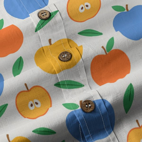 Kidcore Apple Print Button Up Retro Clowncore Shirt Maximalist Aesthetic — Ohime Mall