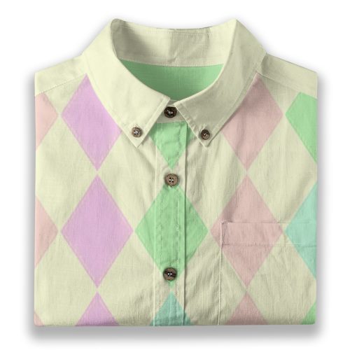 Clowncore Pastel Argyle Button Up Shirt — Ohime Mall