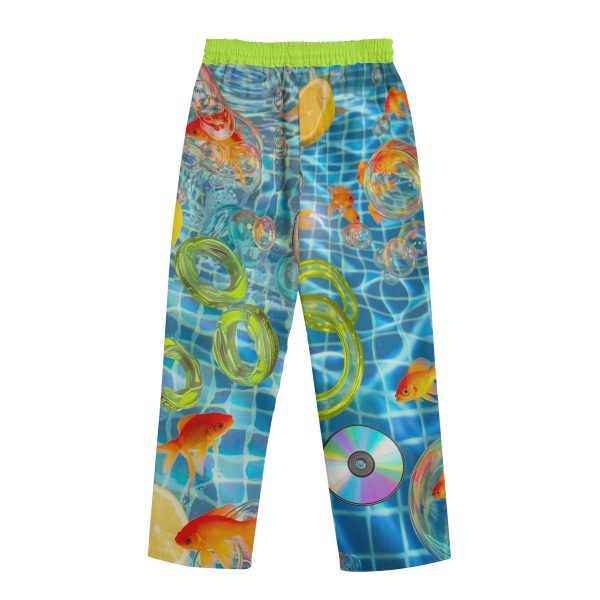 Frutiger Aero Water Ring Toss Game Cotton Pants — Ohime Mall