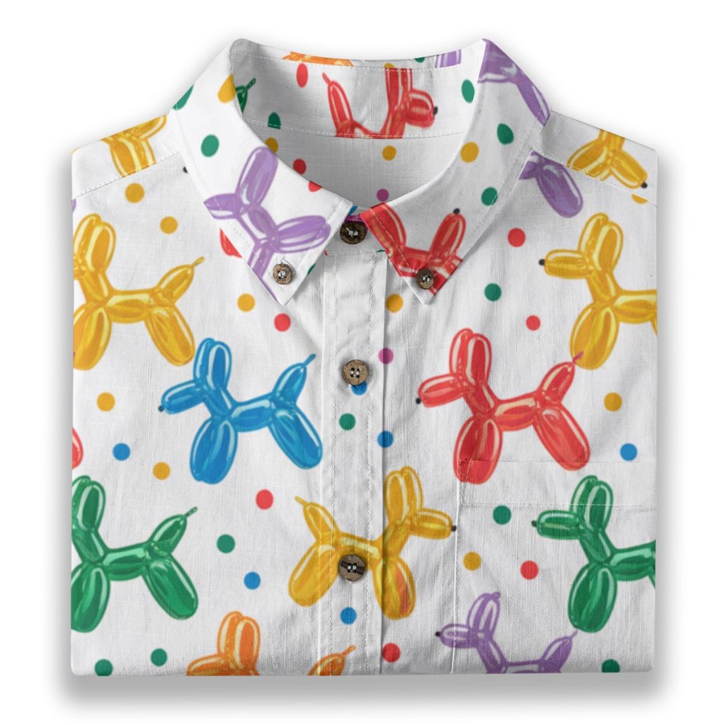 Clowncore Balloon Dog Button Up Shirt Kidcore Kawaii Fashion Blouse — Ohime Mall