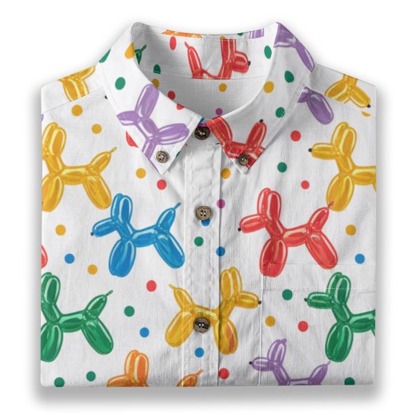 Clowncore Balloon Dog Button Up Shirt Kidcore Kawaii Fashion Blouse — Ohime Mall