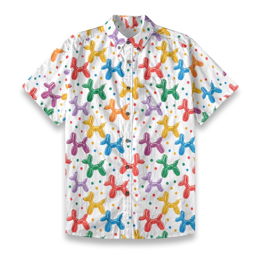 Clowncore Balloon Dog Button Up Shirt Kidcore Kawaii Fashion Blouse — Ohime Mall