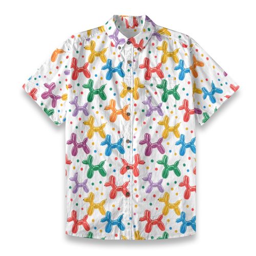 Clowncore Balloon Dog Button Up Shirt Kidcore Kawaii Fashion Blouse