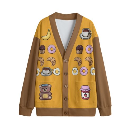 Pixel Art Breakfast Cardigan: Kawaii Kidcore Fashion