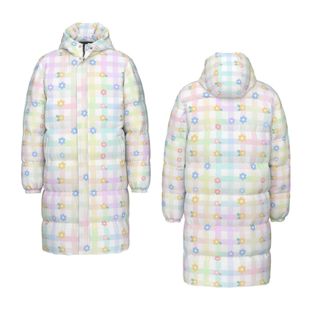 Pastel Gingham Flower Kidcore Puffer Coat – Fairy Kei Kawaii Down Jacket — Ohime Mall