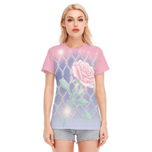 Watercolor Rose Graphic Y2K T-Shirt - Image 2