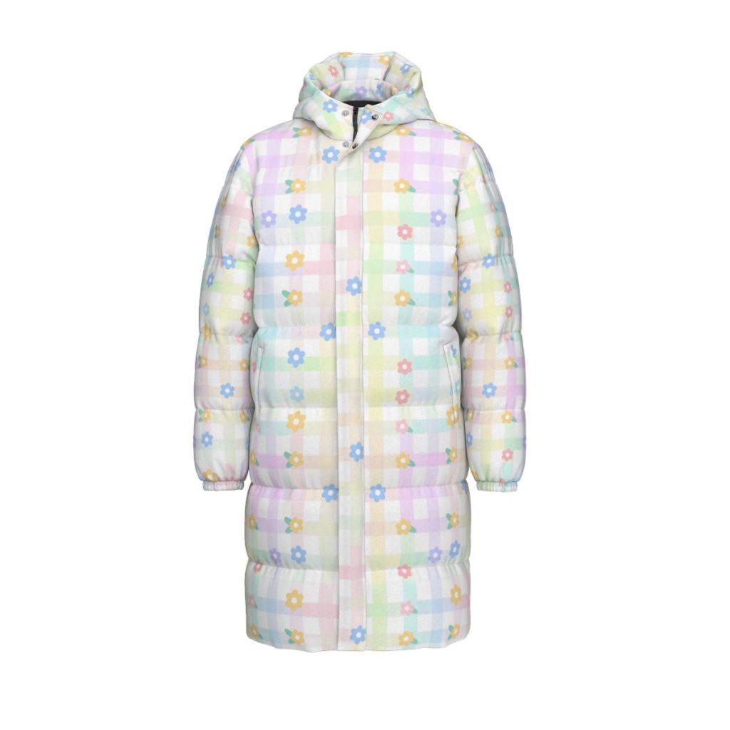 Pastel Gingham Flower Kidcore Puffer Coat – Fairy Kei Kawaii Down Jacket — Ohime Mall