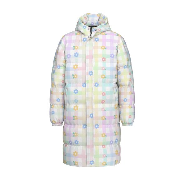 Pastel Gingham Flower Kidcore Puffer Coat – Fairy Kei Kawaii Down Jacket — Ohime Mall