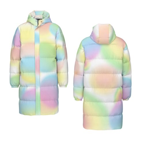 Water Color Pastel Winter Puffer Soft Rainbow Kidcore Winter Down Jacket