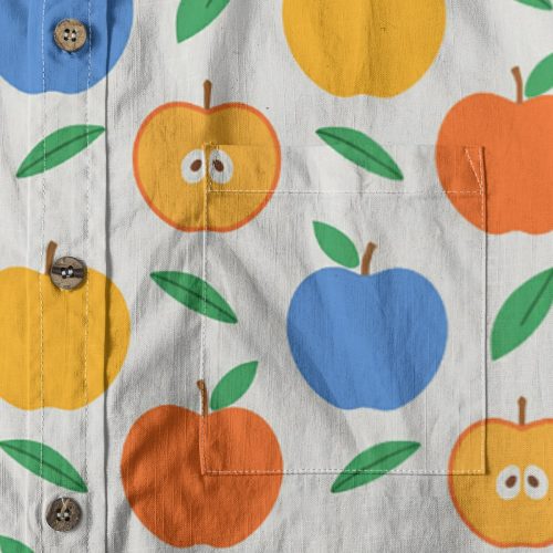 Kidcore Apple Print Button Up Retro Clowncore Shirt Maximalist Aesthetic — Ohime Mall