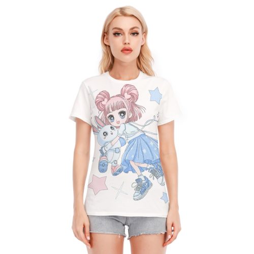 Cyber Girl Cotton T-Shirt – Kawaii Anime Graphic Tee - Image 2