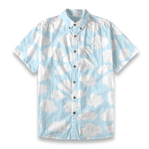 Kidcore Cloud Shirt Button Up Blouse Kawaii Clowncore Fairy Kei Yume Kawaii Cutecore