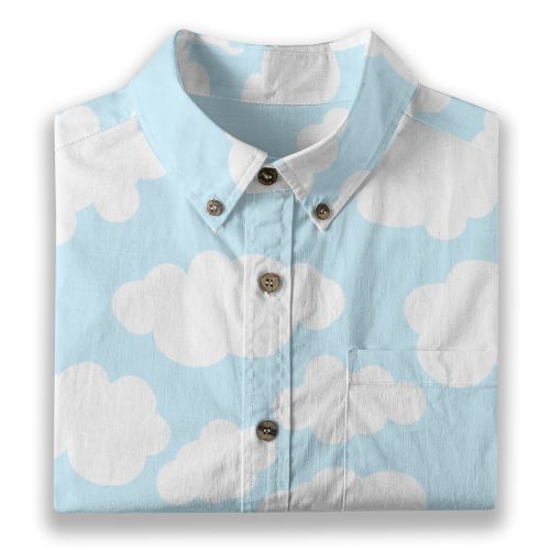 Kidcore Cloud Shirt Button Up Blouse Kawaii Clowncore Fairy Kei Yume Kawaii Cutecore — Ohime Mall