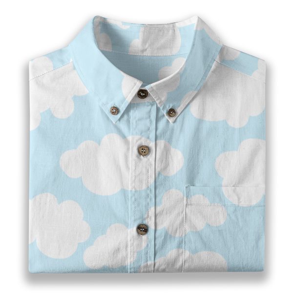 Kidcore Cloud Shirt Button Up Blouse Kawaii Clowncore Fairy Kei Yume Kawaii Cutecore — Ohime Mall