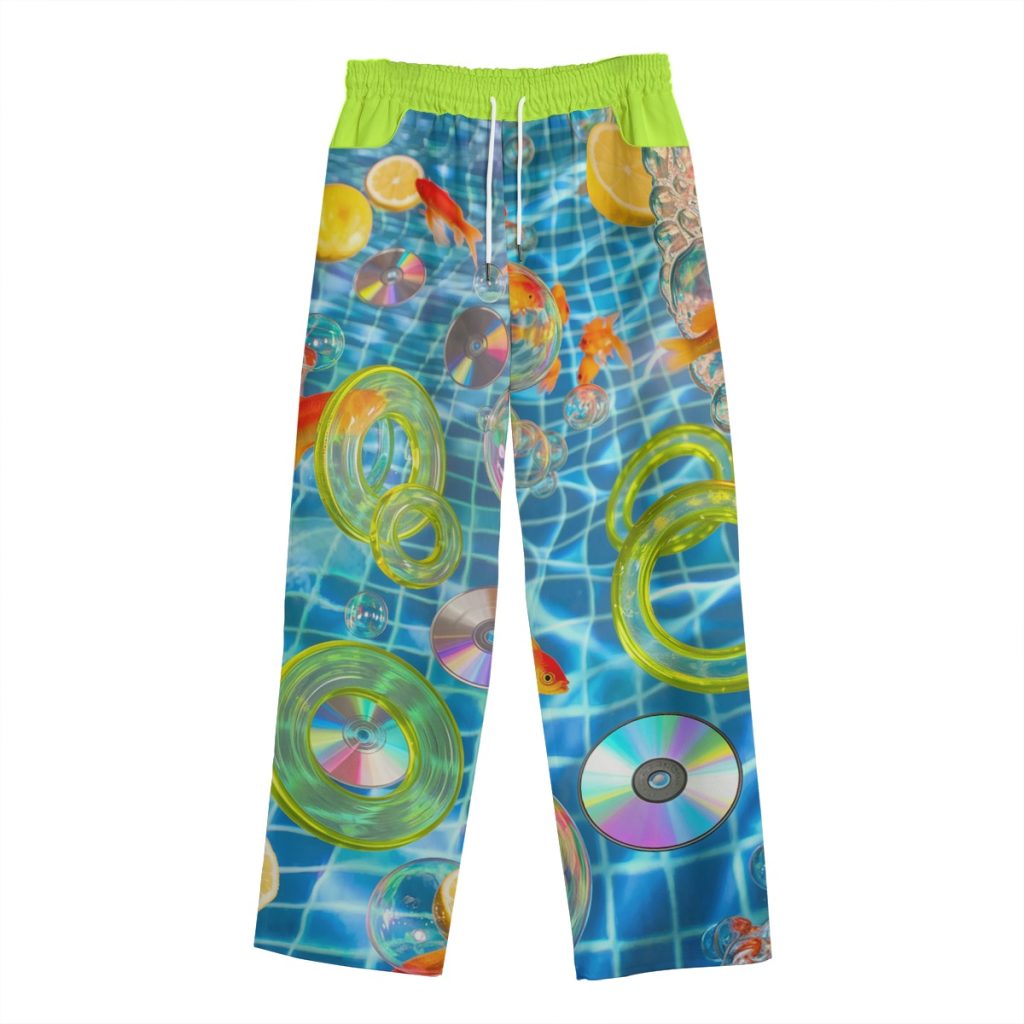 Frutiger Aero Water Ring Toss Game Cotton Pants — Ohime Mall
