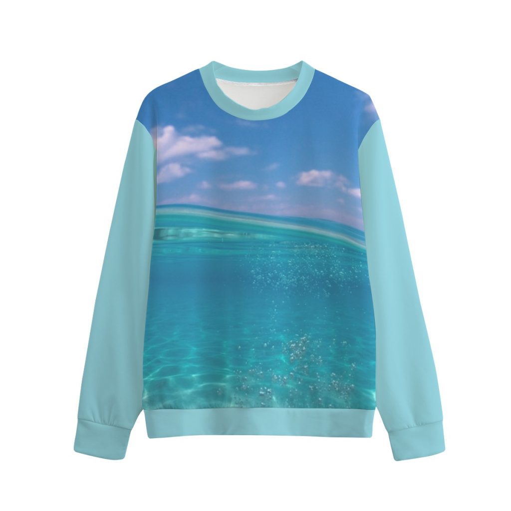 Frutiger Aero Ocean Wave Cotton Sweatshirt — Ohime Mall