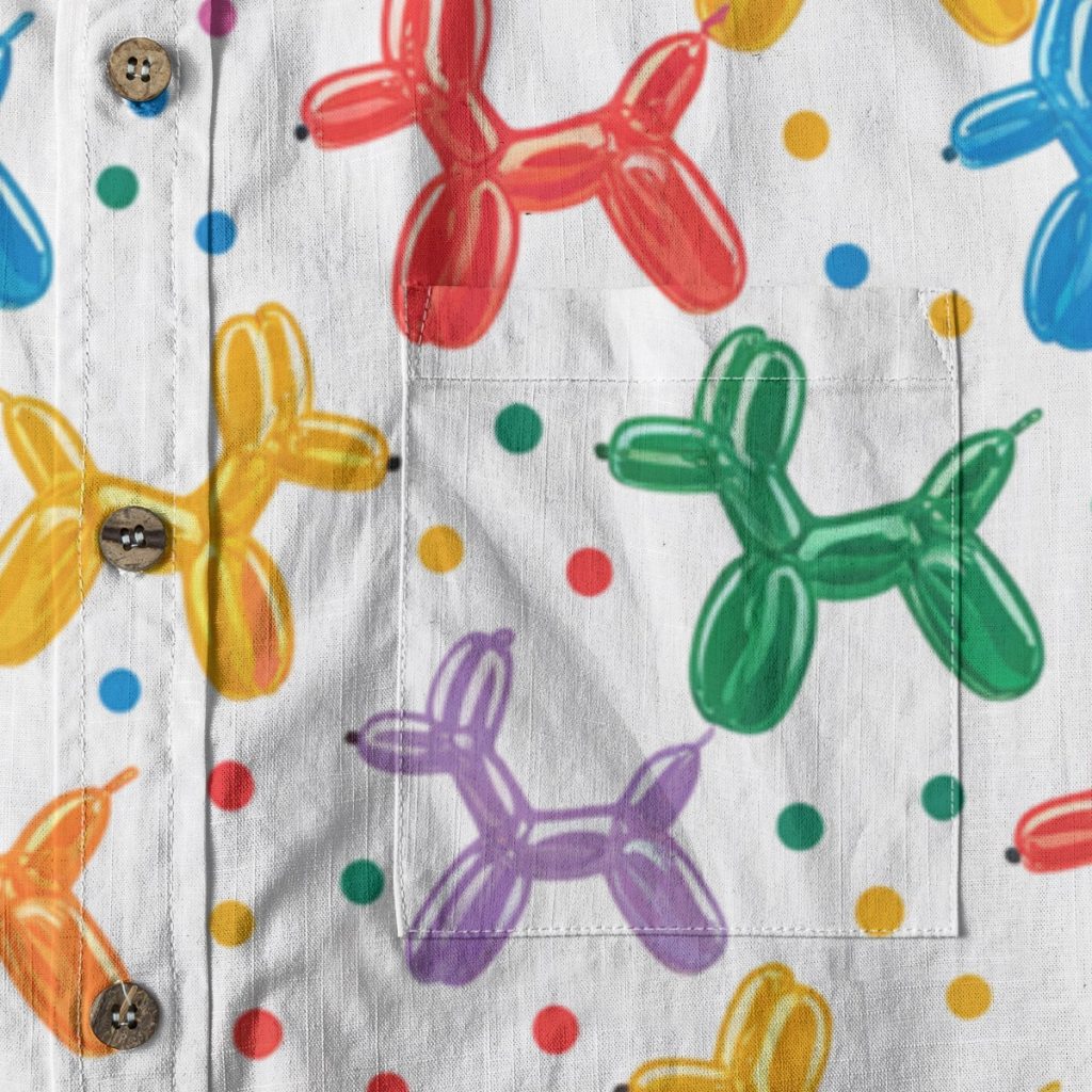Clowncore Balloon Dog Button Up Shirt Kidcore Kawaii Fashion Blouse — Ohime Mall