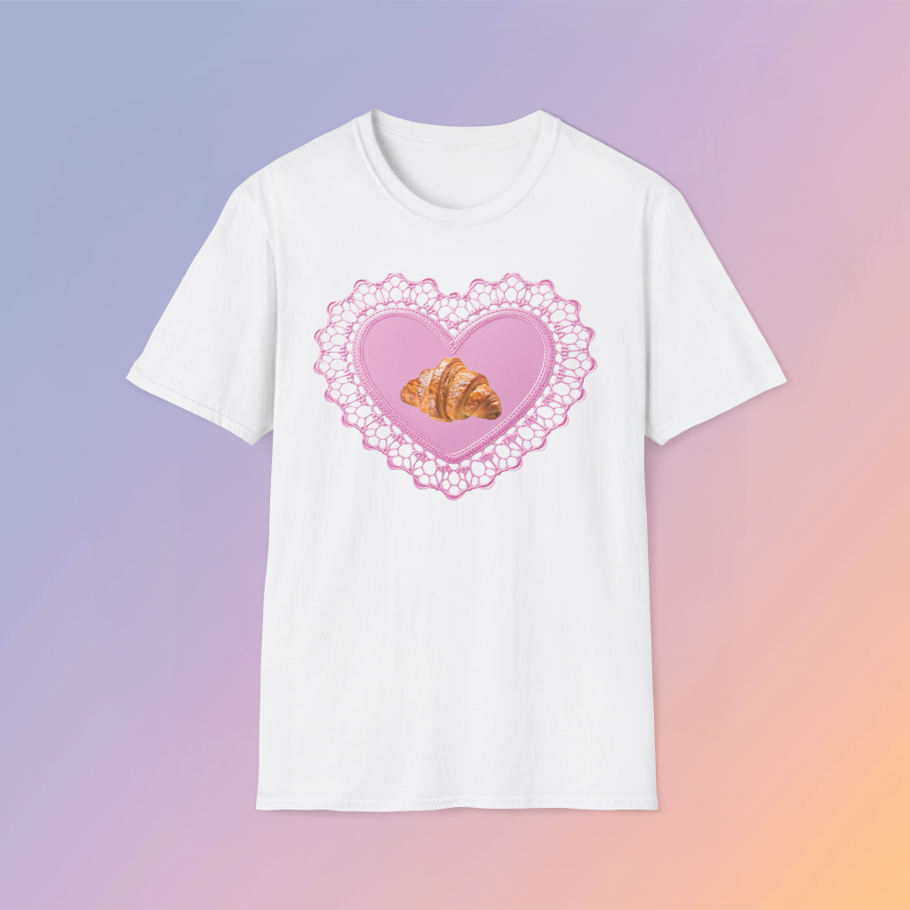 Croissant Heart T-Shirt: Kawaii Soft Girl Tee — Ohime Mall