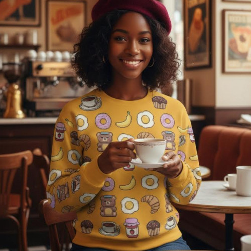 Kidcore Brunch Sweatshirt: Kawaii Pixel Art Breakfast Pullover