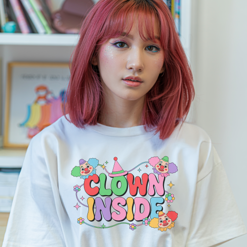 Clown Inside Graphic Tee - Funny Meme Cotton Clowncore T-Shirt Kidcore Clothing
