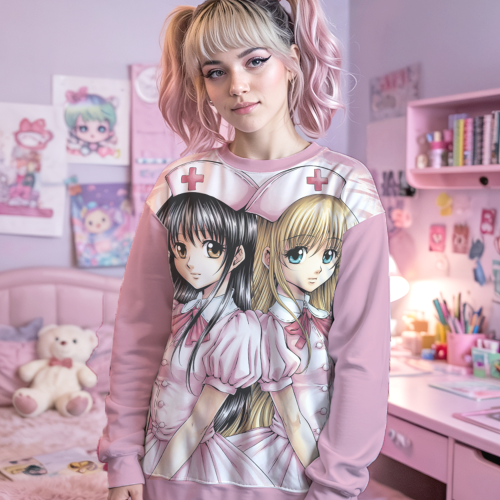 Anime Nurse Sweatshirt: Pastel Pink Yami Kawaii Aesthetic — Ohime Mall