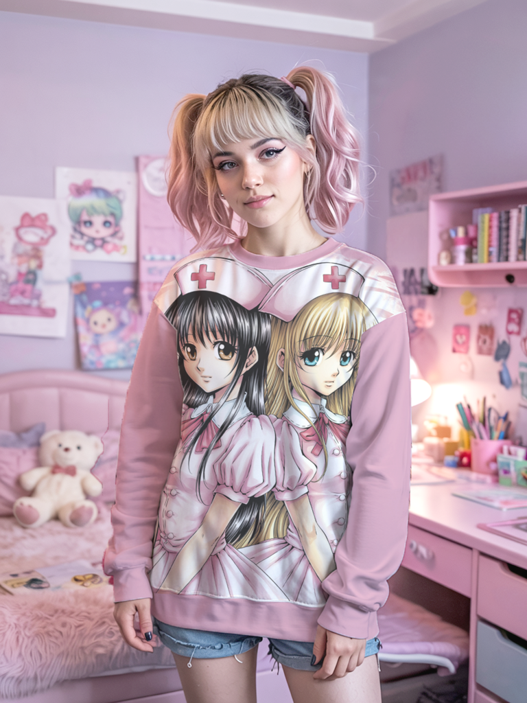 Anime Nurse Sweatshirt: Pastel Pink Yami Kawaii Aesthetic — Ohime Mall