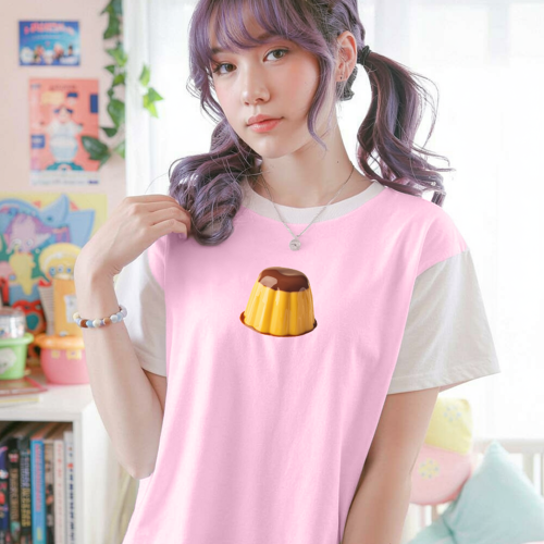 Kawaii Flan Pudding T-Shirt - Pastel Yume Kei Fashion Y2K Heisei Retro Tee