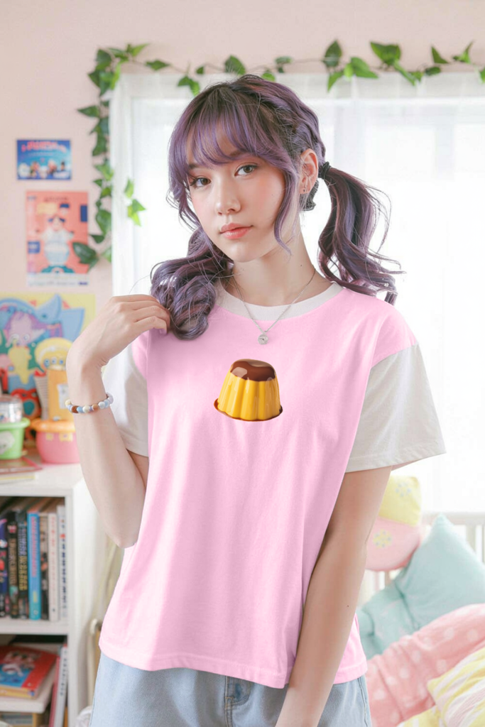 Kawaii Flan Pudding T-Shirt – Pastel Yume Kei Fashion Y2K Heisei Retro Tee — Ohime Mall