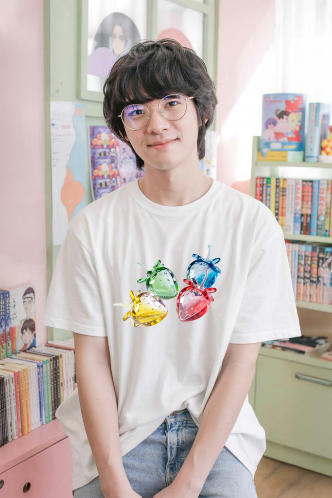 Frutiger Aero T-Shirt: Glass Strawberry Y2K Tee — Ohime Mall