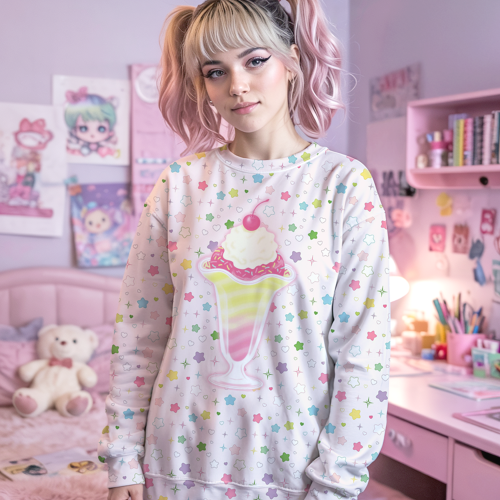 Pastel Parfait Kidcore Cotton Sweatshirt