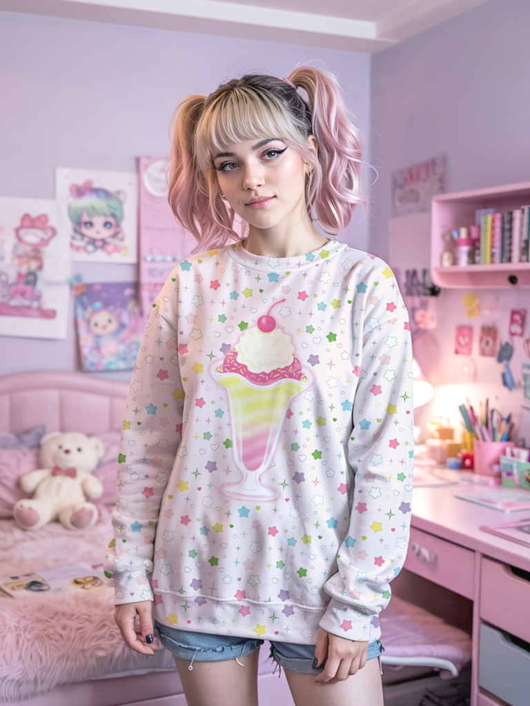 Pastel Parfait Kidcore Cotton Sweatshirt — Ohime Mall