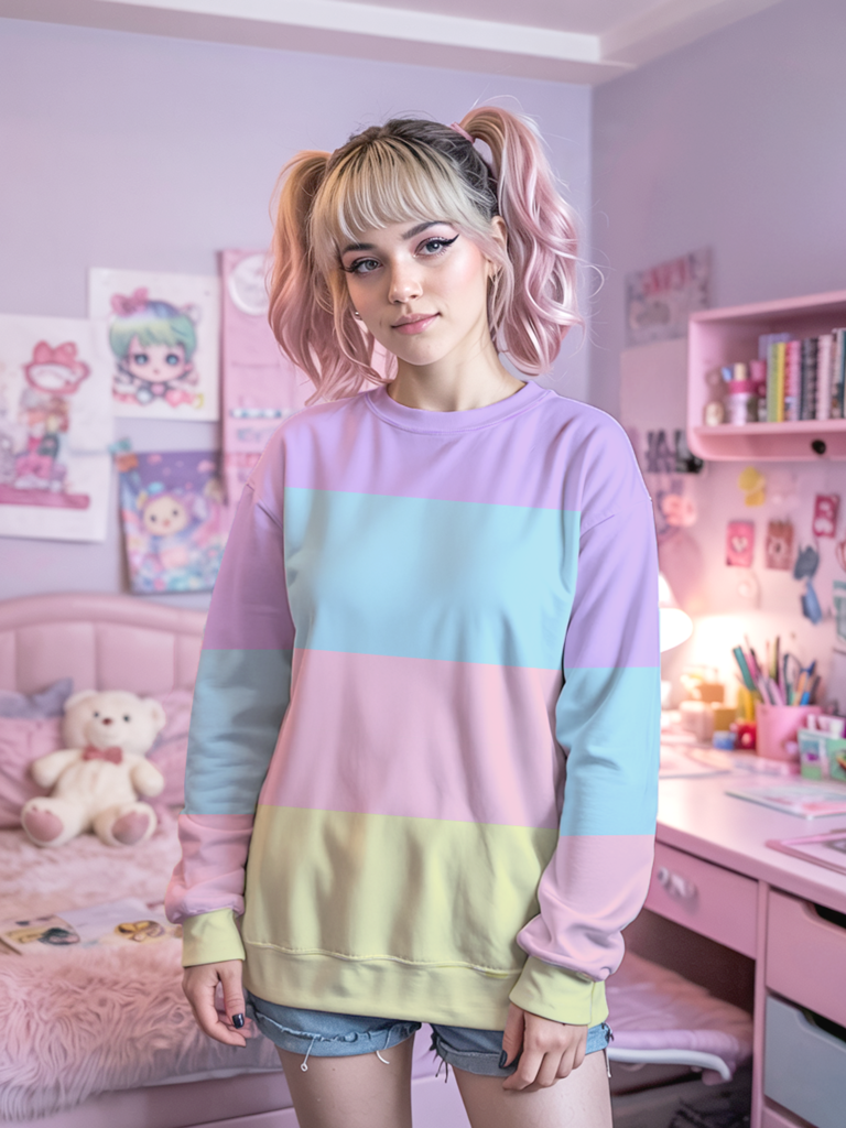 Pastel Rainbow Kidcore Kawaii Sweatshirt — Ohime Mall