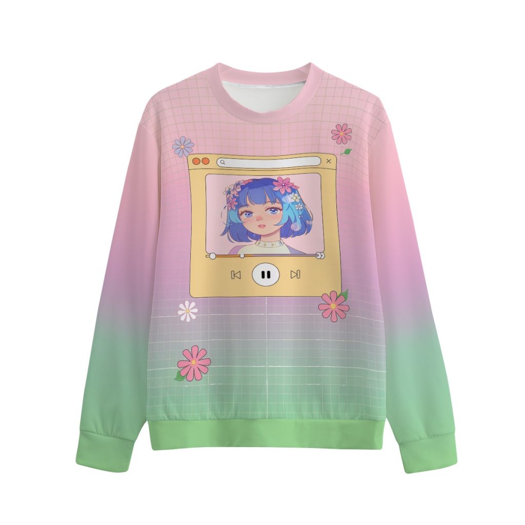 Pastel Vaporwave Sweatshirt: Anime Girl Frutiger Aero Pullover — Ohime Mall