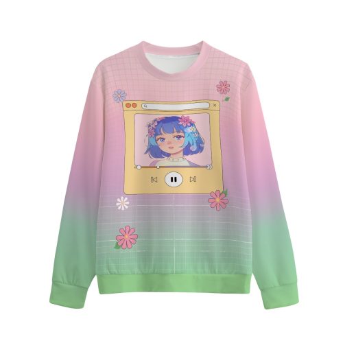 Pastel Vaporwave Sweatshirt: Anime Girl Frutiger Aero Pullover — Ohime Mall