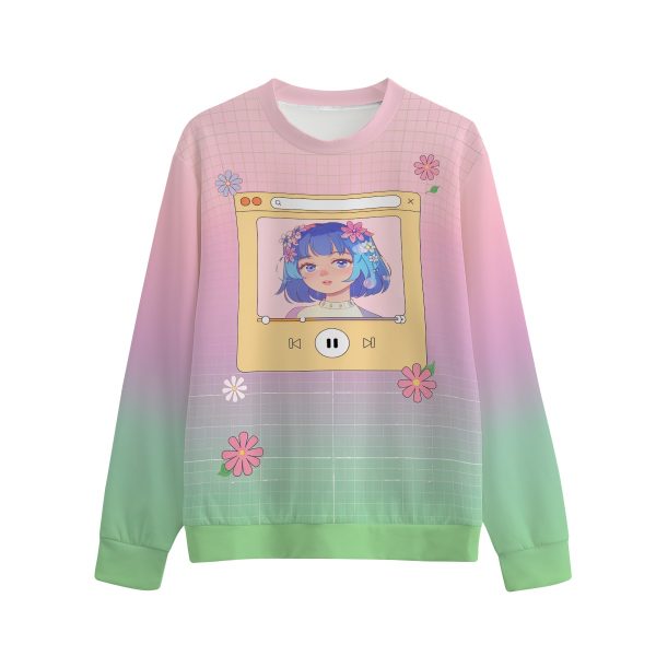 Pastel Vaporwave Sweatshirt: Anime Girl Frutiger Aero Pullover — Ohime Mall