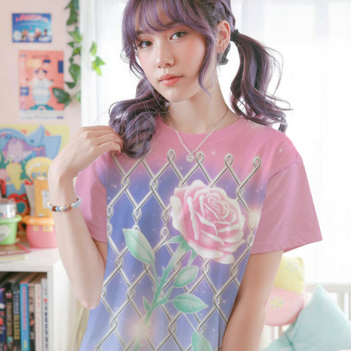 Watercolor Rose Graphic Y2K T-Shirt