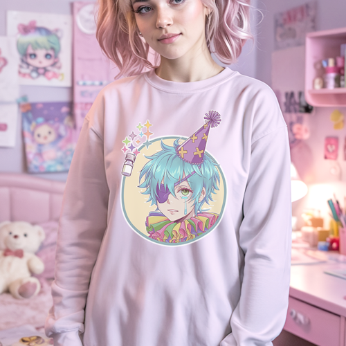 Anime Sad Clown Sweatshirt Kidcore Clowncore