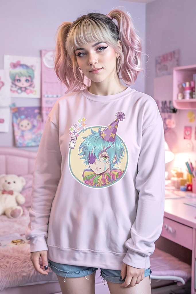 Anime Sad Clown Sweatshirt Kidcore Clowncore — Ohime Mall