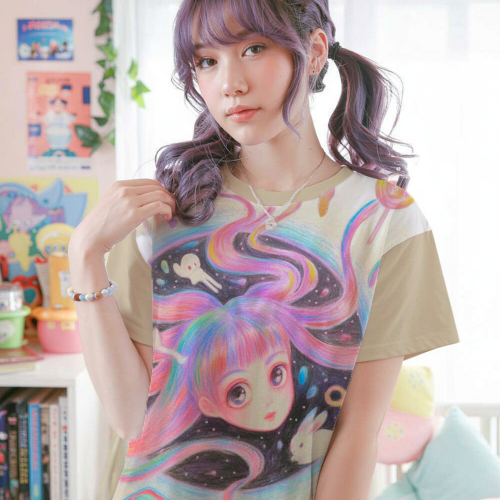 Surreal Crayon Art Drawing Shirt Y2K Aesthetic Tee