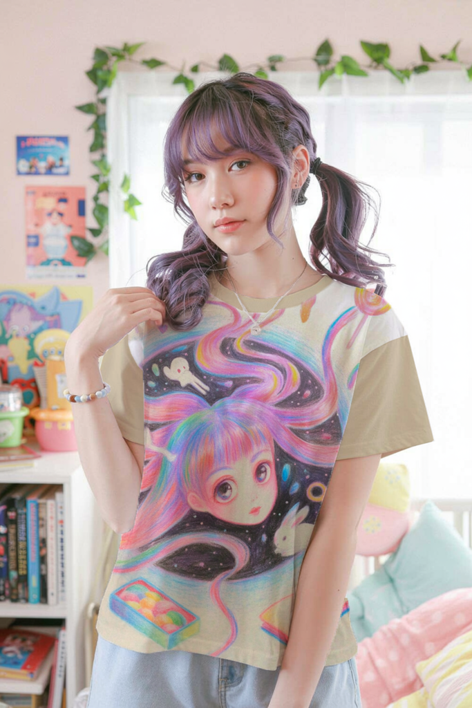 Surreal Crayon Art Drawing Shirt Y2K Aesthetic Tee — Ohime Mall