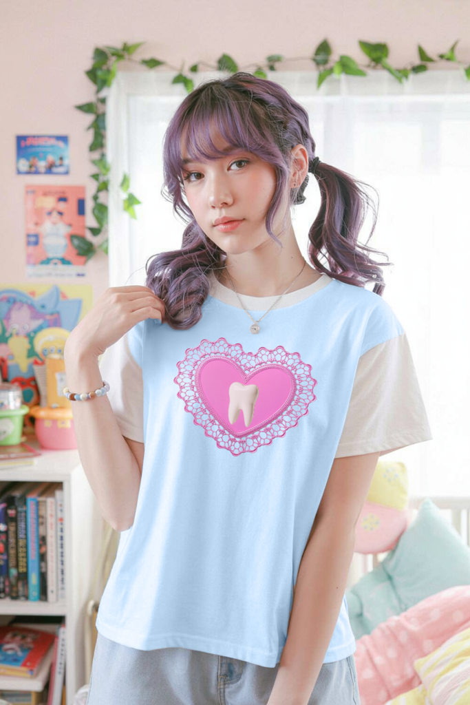 Tooth Shirt Yami Kawaii Fashion Pastel Goth Tee Fairy Key Y2K Aesthetic T-Shirt — Ohime Mall